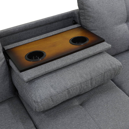 Aukfa 3 Piece Sectional Sofa, Living Room Couch with Storage Ottoman&Cup Holder, Linen, Right Hand, Purple