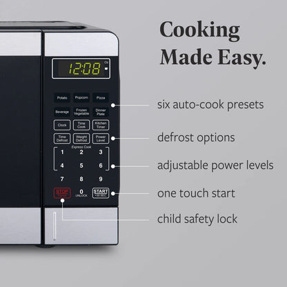 Farberware FMGZ09BKA 0.9 Cu. Ft. Microwave Oven, 900W, Digital Control, LED Display, 6 Cooking Presets, Black
