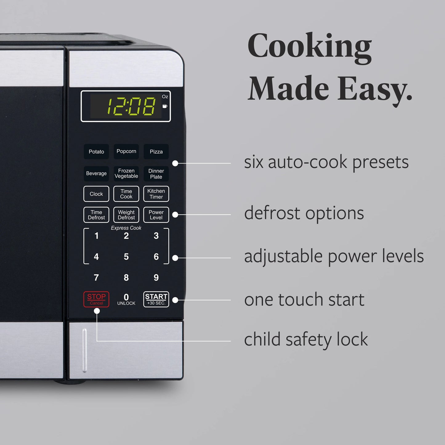 Farberware Countertop Microwave Ov 1100 Watts, 2.2 cu ft - Smart Sensor With LED Lighting and Child Lock - Perfect for Apartments and Dorms - Easy Clean Black Interior, Stainless Steel