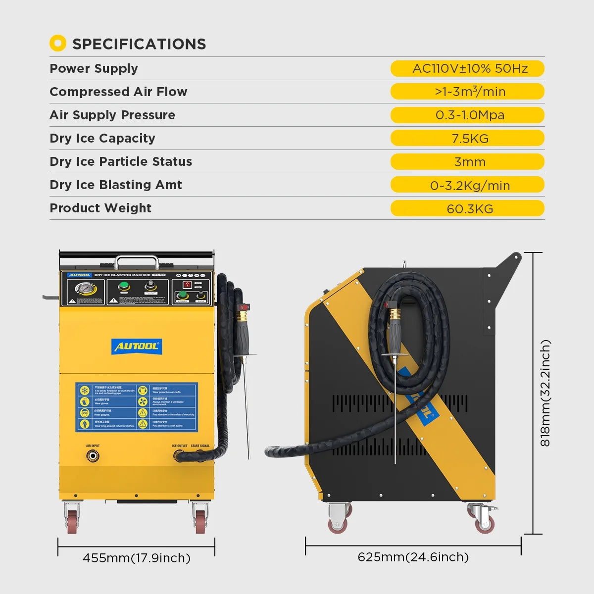 AUTOOL Automotive Dry Ice Cleaning Machine Car Engine Throttle Carbon Deposit Cleaner Exhaust Pipe Pressure Washer 110V/220V Dry Ice Blasting Clean Machine for All Cars, HTS705