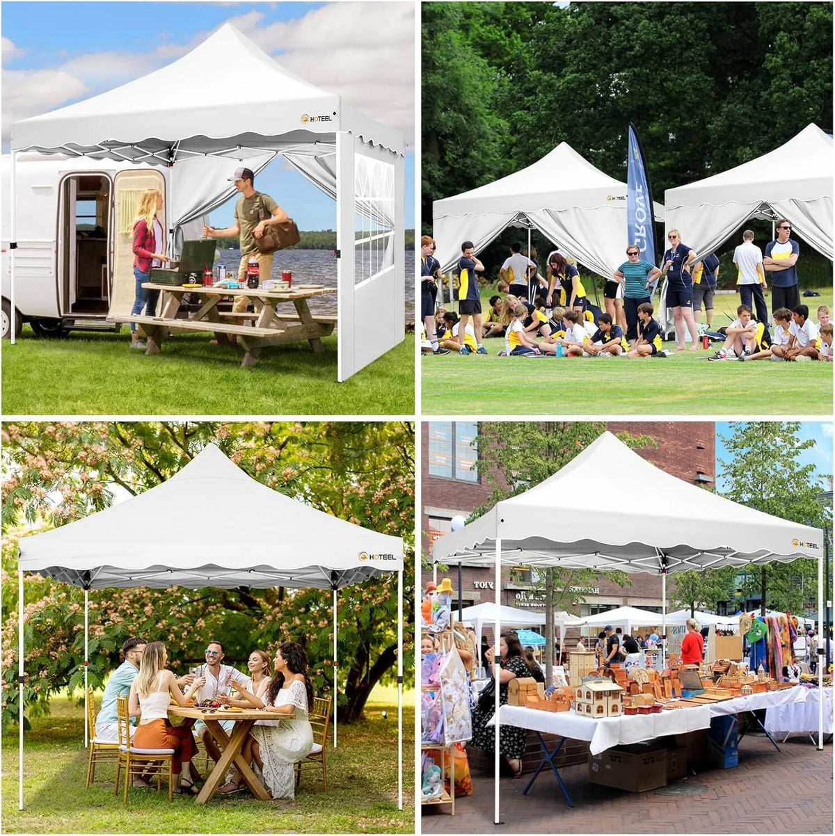 SANOPY 10' x 20' Pop up Canopy Party Tent with 6 Removable Sidewalls, Wave Eave Outdoor Waterproof Patio Gazebo Tent with Carry Bag, Backyards Camping Picnics, Black