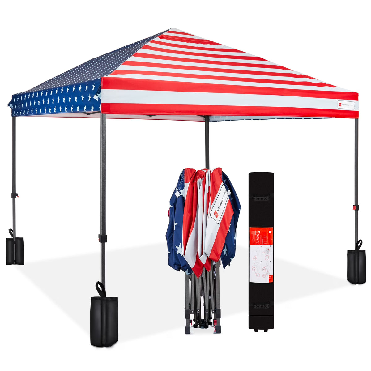 Best Choice Products 12x12ft Easy Setup Pop Up Canopy w/ 1-Button Setup, Wheeled Case, 4 Weight Bags - Navy Blue