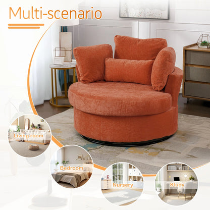 Muumblus Teddy Swivel Accent Barrel Chair, Modern Oversize Sherpa Comfy Round Reading Armchair for Living Room, Ivory