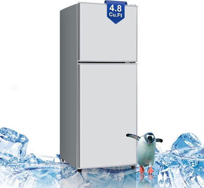 GGTB 4.8 Cu. Ft. Apartment Refrigerator with Freezer, Dorm Fridge with Adjustable Thermostat & Shelves, Mini Refrigerator Freezer for RV, Kitchen, Office, College, Black