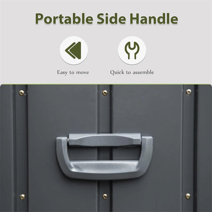 150 Gallon Outdoor Waterproof Storage Deck Box with Portable Side Handles and Moving Roller, Large Patio Storage Lockable for Outside Cushions, Throw Pillows, Garden Tools, Dark Gray