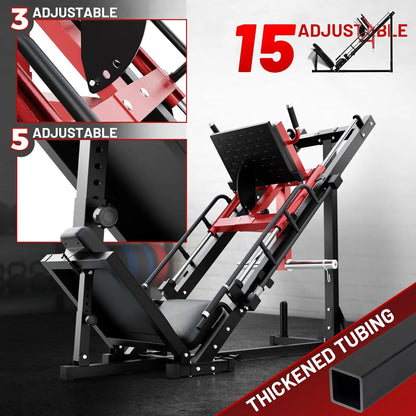 RitFit Leg Press Hack Squat Machine, Professional Adjustable Leg Press Machine for Home Gym with Linear Bearing, Specialty Hack Squat Machine for Full Lower Body Workout with Weight Storage, Pink