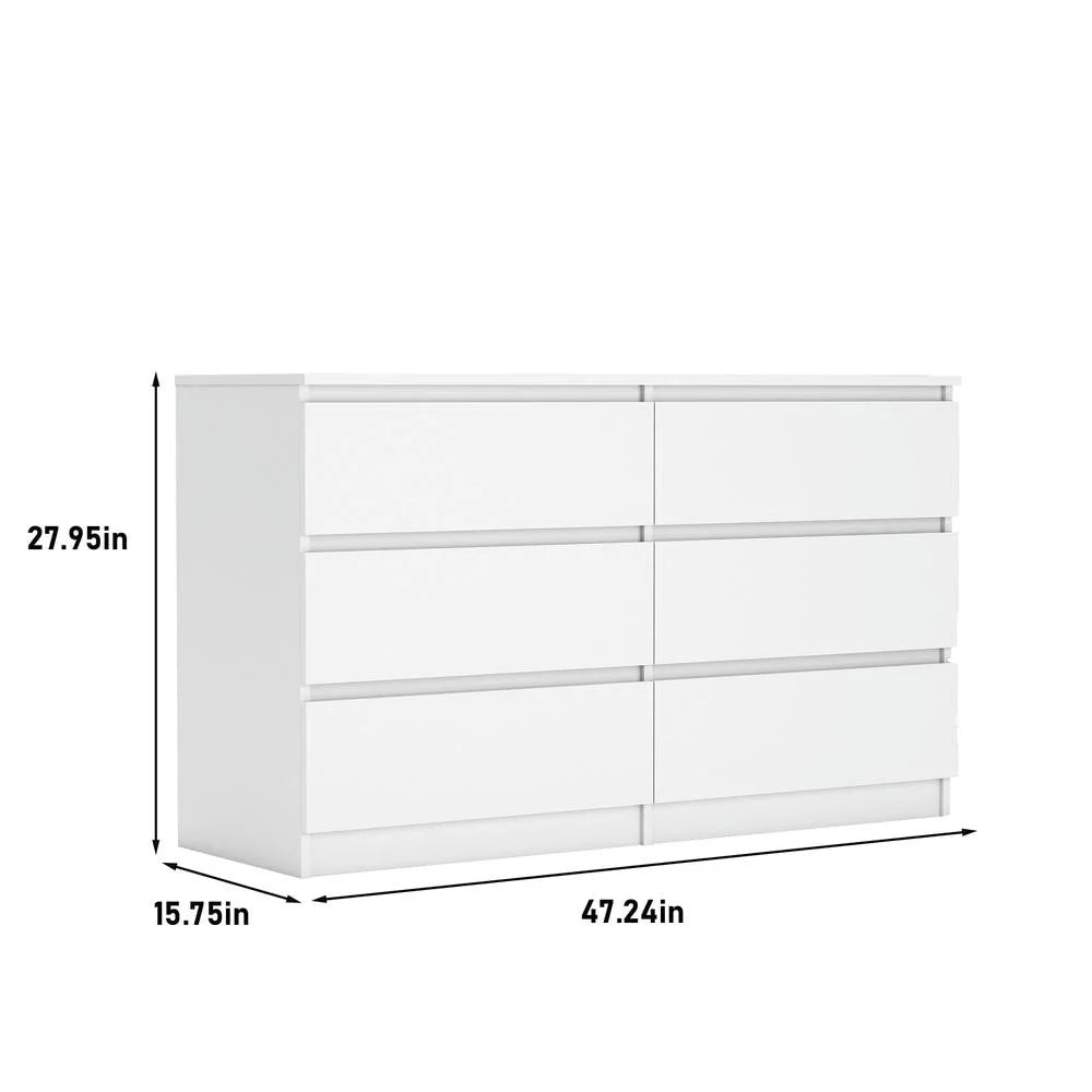 Kadyn Modern 6 Drawer Dresser Wood Cabinet,Dresser for Bedroom, Kitchen Storage Cabinet with Drawers, Chest of Drawers(Black)