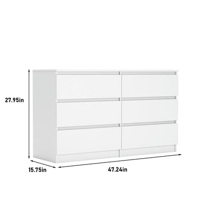 Kadyn Modern 6 Drawer Dresser Wood Cabinet,Dresser for Bedroom, Kitchen Storage Cabinet with Drawers, Chest of Drawers(Black)