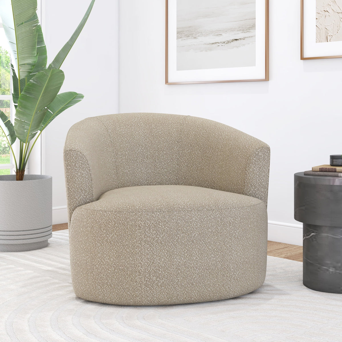 Mainstays Boucle Swivel Accent Chair, Taupe