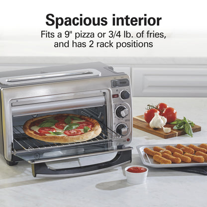 Hamilton Beach 2-in-1 Countertop Toaster Oven & Long Slot 2 Slice Toaster Combo, Stainless Steel