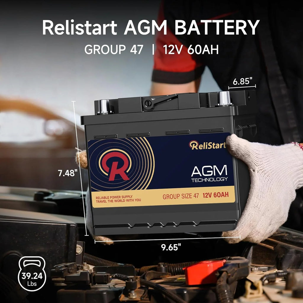 Relistart AUX14 Auxiliary Battery, 12V 14Ah AGM Battery, 200CCA, Rechargeable AGM Car Battery, Maintenance Free 36 Months Warranty