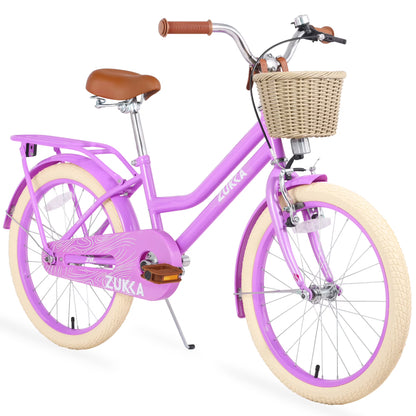 20" Kids Bike Girls Bike with Basket Single Speed Steel Frame Children Bicycle for 7-10 Years, Pink