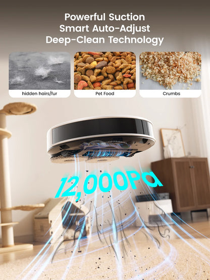 Lefant M3L Robot Vacuum and Mop, 12000Pa Suction, All-in-One Base Station, Anti-Tangle Brushes & Dual Spinning Mop, Self-Emptying & Refilling, LIDAR Navigation