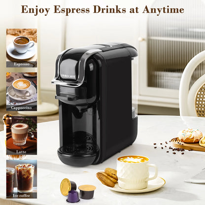 Espresso Maker for Nespresso Capsule, Lavazza Blue Capsule & Coffee Powder, 19 Bar Pump Pressure Makes Authentic Espresso Coffee, Mini Espresso Coffee Machines with Removable Water Tank.