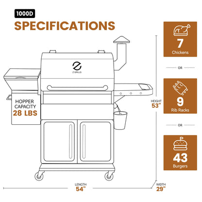 Z GRILLS Grill Elite ZPG-550B4 549 sq.in Wood Pellet Grill & Smoker, Latest PID 3.0 Controller, 2 Meat Probes, Auto Temperature Control, 8 in 1 BBQ- Bronze