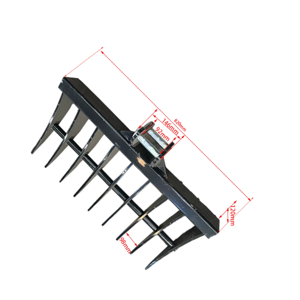 MachPro Mini Excavator Rake, 31'' Mini Excavator Attachments, 9 Tooth Wide Backhoe Digger Accessories Rake Use for Land Clearing, Debris Removing
