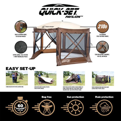 CLAM Quick-Set Pavilion 12.5 x 12.5' Portable Outdoor Canopy Shelter, Green