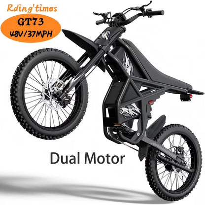GT73 Electric Bike for Adults, 2000W UL 2849 Electric Dirtbike with 25" Motorcycle Tires,48V36.4AH Dual Battery EBike, Max 37 mph & 85 mile Long Range, Dual Hydraulic Brakes & Full Suspension