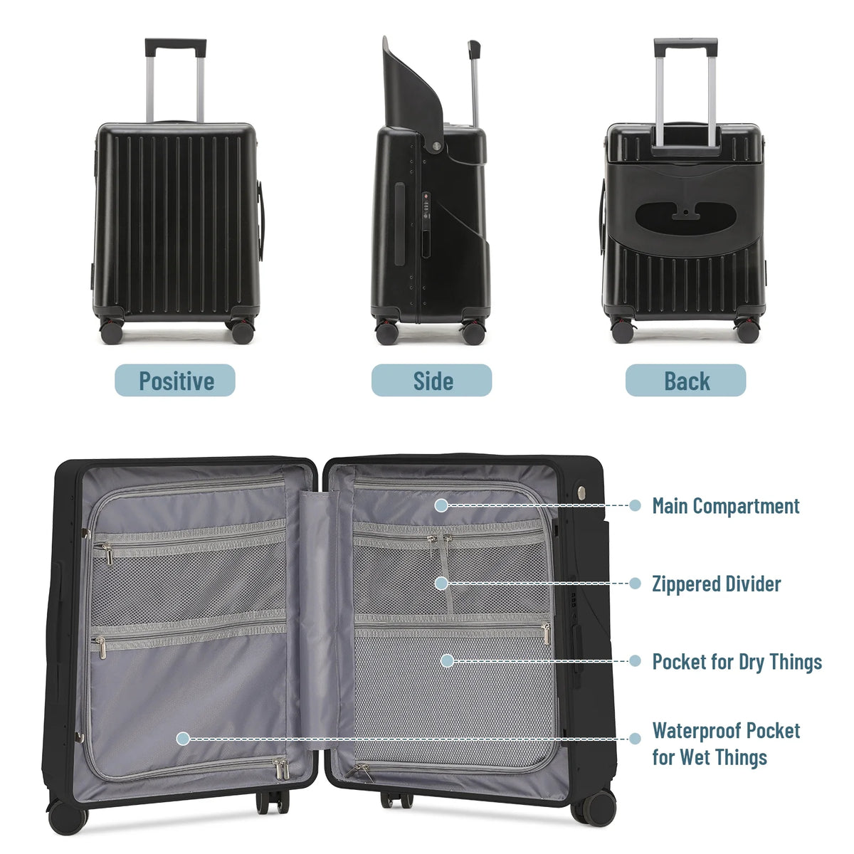 Fridtrip 20 Inch Carry On TSA Lock Luggage with Foldable Seat for Kids& Adult,Lockable Spinner Wheels Free Luggage Cover and Safety Seatbelt Travel Suitcase