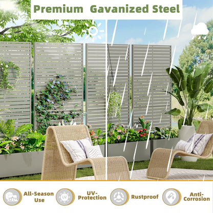 MAYEERTY 47*16*47"Outdoor White Metal Planter with Rect Louvered Climbing Trellis, Drainage hole & Wheels