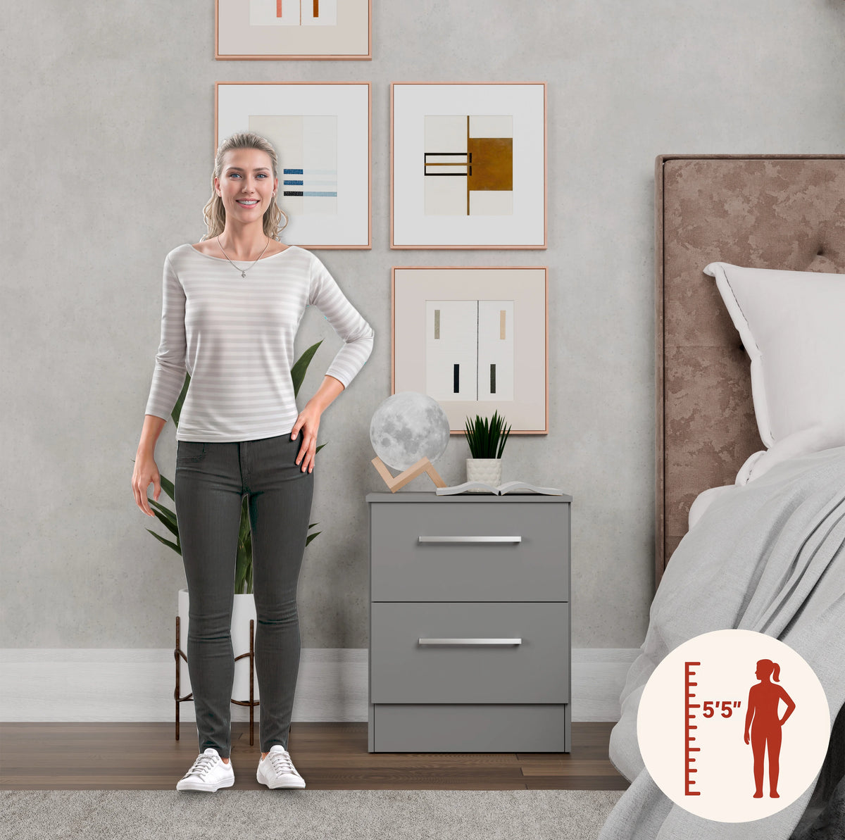 Kappesberg Foster Gray 3-Piece Bedroom Set �C 6-Drawer Dresser and 2 Nightstands, 50.2"W