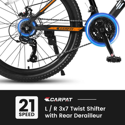 26 inch Mountain Bike for Men, Adult Mountain Bike with Shimano 21 Speed & Disc Brakes, Black Orange