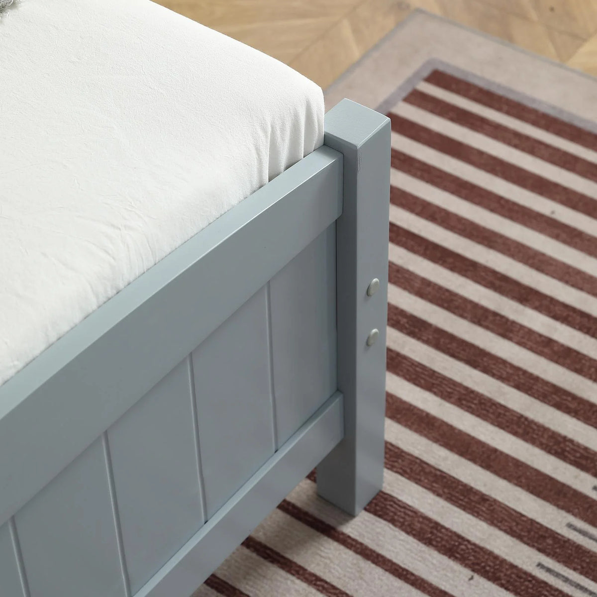 Ktaxon Deluxe Wood Platform Bed with Headboard, Teen Bed Gray,Twin
