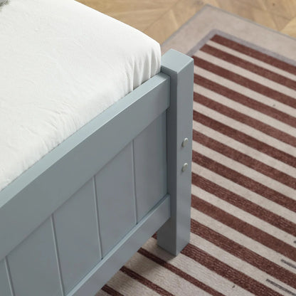 Ktaxon Deluxe Wood Platform Bed with Headboard, Teen Bed Gray,Twin