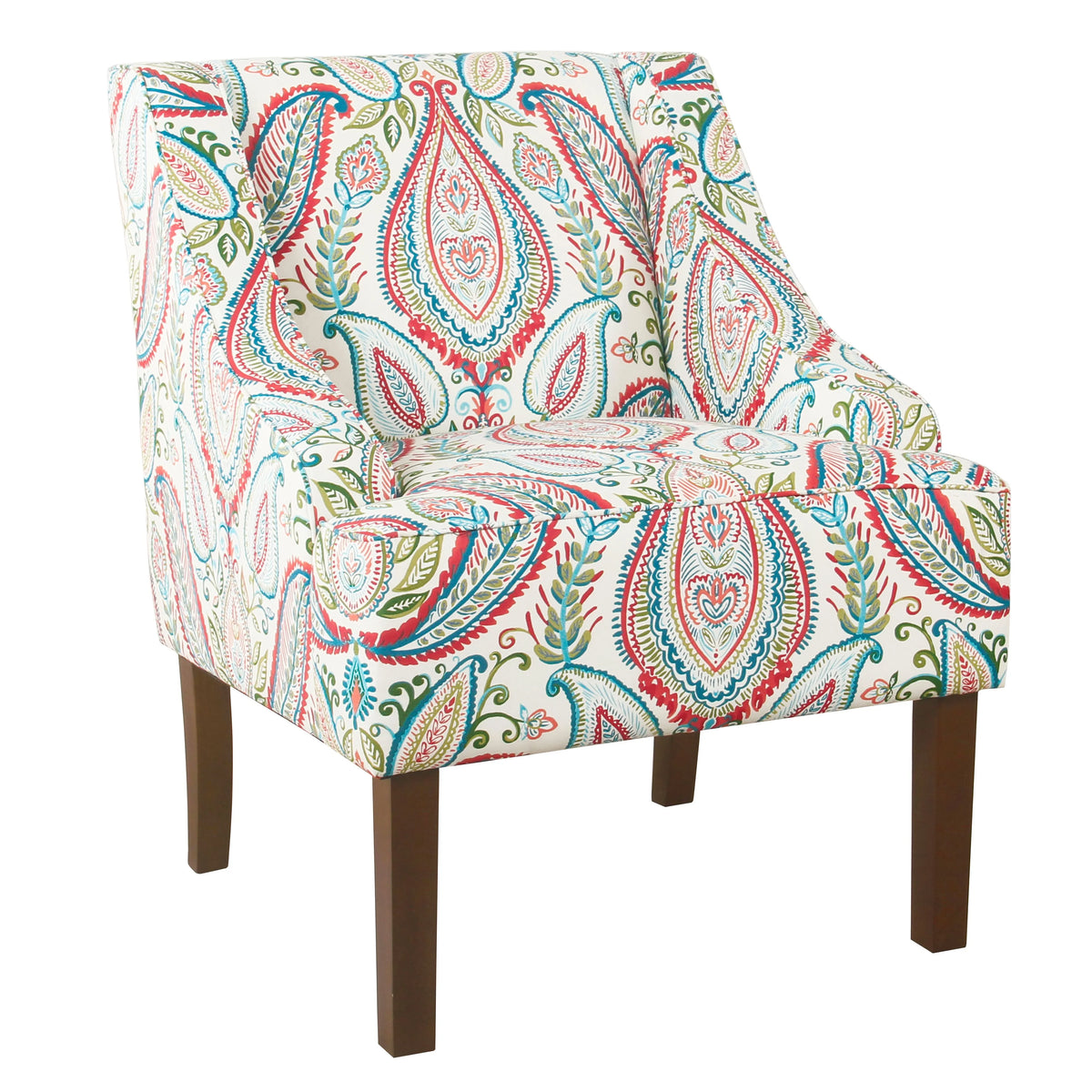 HomePop Classic Swoop Accent Chair - Blue and White Damask