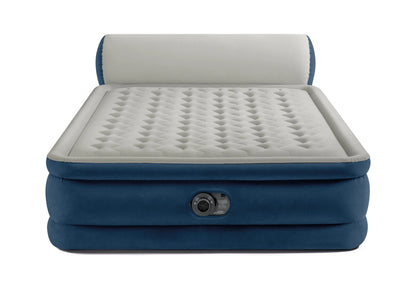 Intex Headboard 18" Queen Dura-Beam Deluxe Raised Air Bed Mattress with Built-in Pump