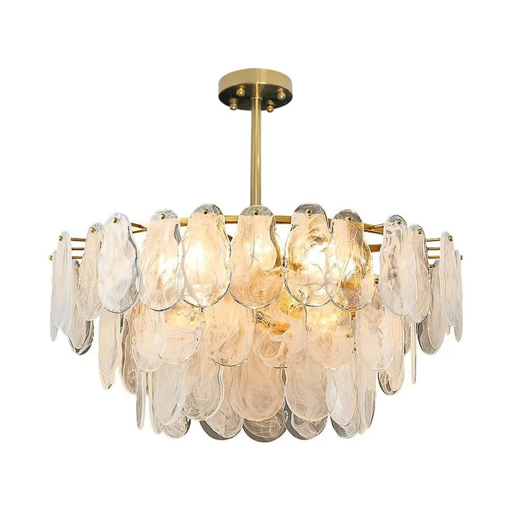 Homary Modern 8-Light Tiered Cloud Glass Chandelier Adjustable Hanging Rod