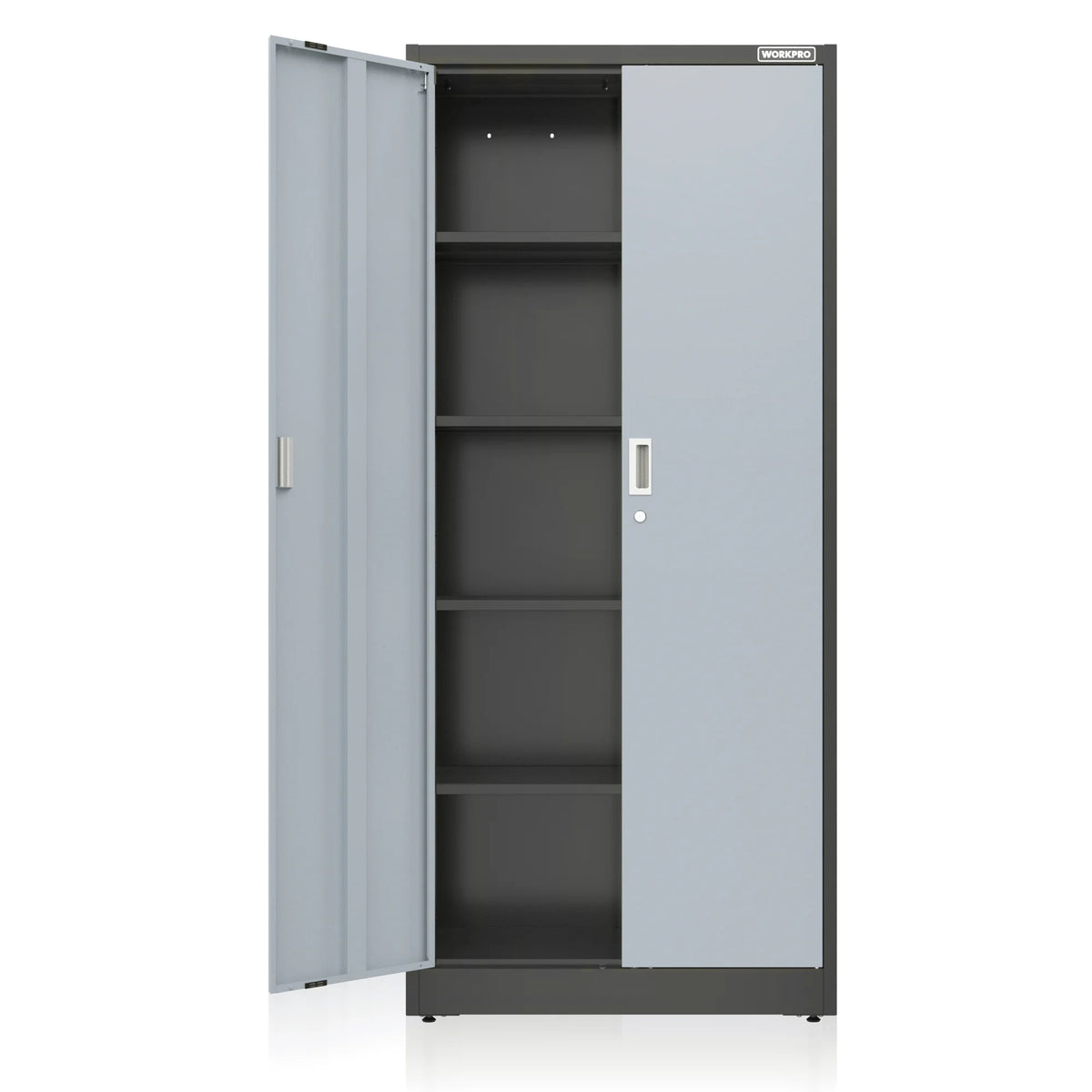 WORKPRO Metal Garage Storage Cabinet with Locking Doors and Adjustable Shelves,71 inches Tall Storage Cabinet for Tools, Office, Home, Shops (Black), Solid Packed