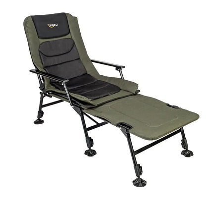 VINGLI Oversized Fishing Chair with Footrest Support 440 lbs 160° Adjustable Backrest, Black & Army Green