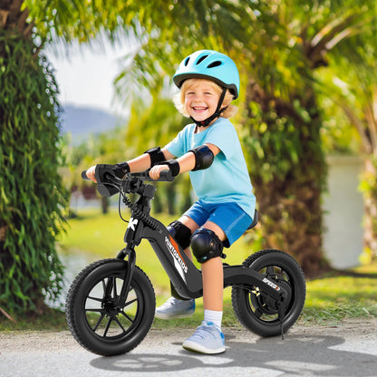 YunTopKids Electric Balance Bike for Kids, 150W Electric Bike for Kids with12 inch Pneumatic Tire, Adjustable Seat, Up to 5.6 Miles Electric Bike for Kids Ages 3-5,Black