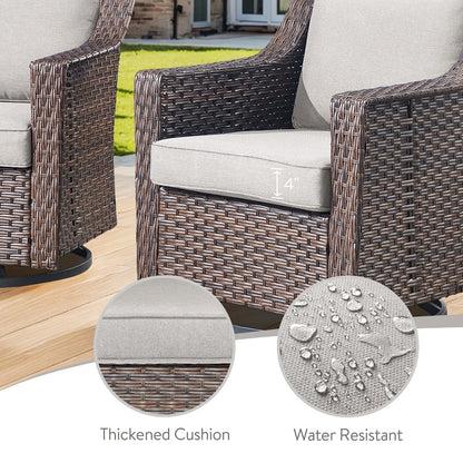POCASSY Wicker Outdoor Couch, Brown Wicker Sofa Outdoor Furniture with All Weather Rattan and Olefin Cushion for Balcony, Backyard, Porch, Brown/Gray