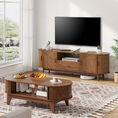 TV Stand for TVs up to 70", 63" Entertainment Center with Sliding Doors, Media Console Table for Living Room
