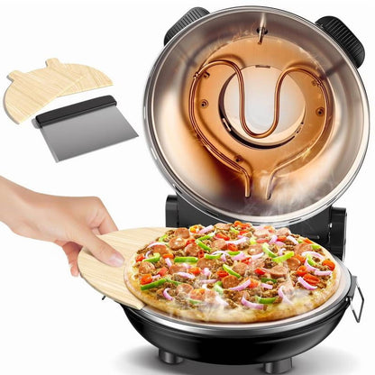 US 2025 Deals For You Days Electric Pizza Oven & Maker, Indoor & Outdoor Portable, 12-Inch Pizza Stone Heats Up to 800��F