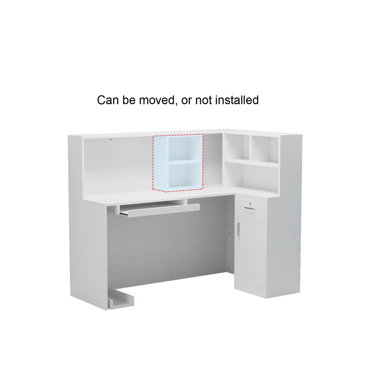 MONSLIPA L-Shape Wood Reception Desk with , Register Stand Reception Center Desk, White