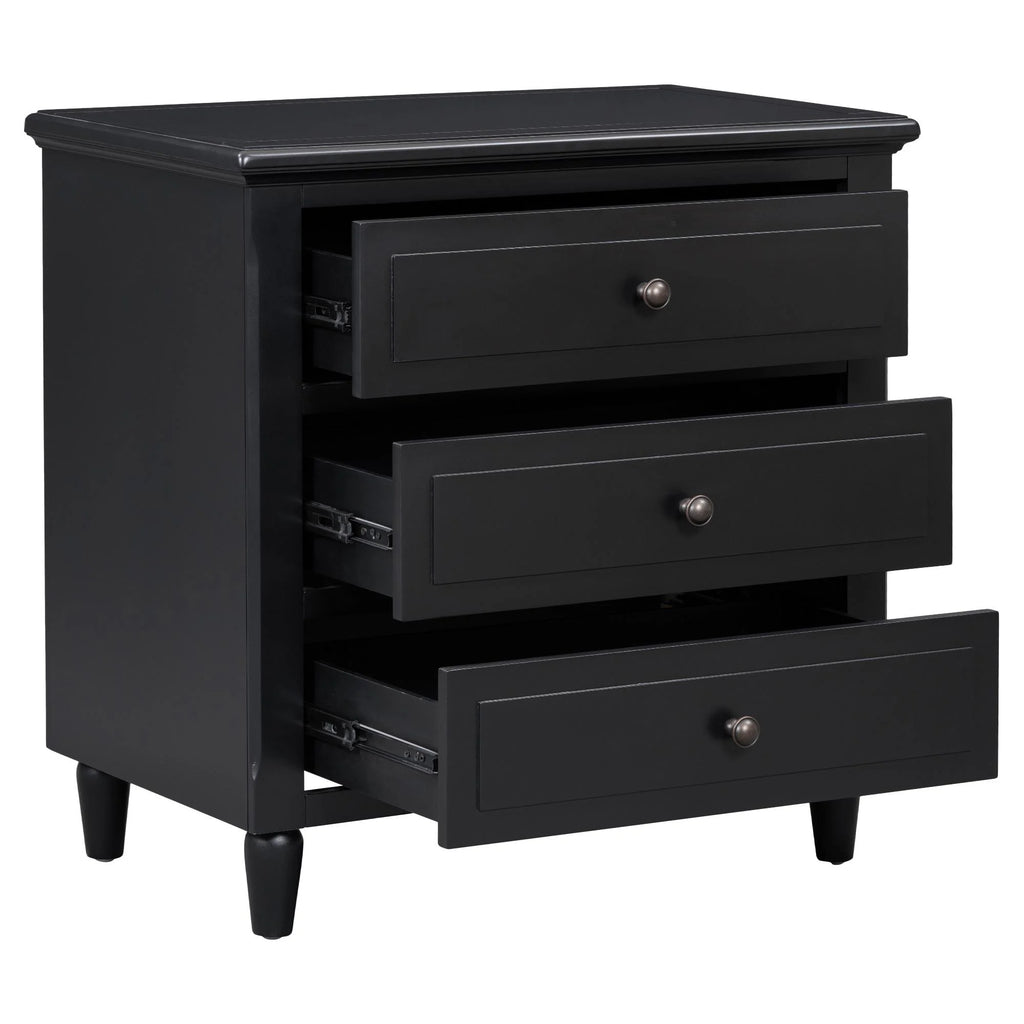 White Nightstand for Bedroom, Atumon Nightstand with 3 Drawers, Wood Bedside Table, Modern Nightstand Furniture for Bedroom, 28"L x 16.9"W x 28"H