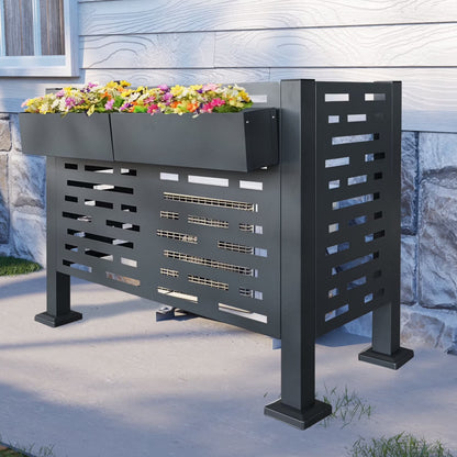 Metal AC Unit Privacy Fence Cover Panel - Outdoor Air Conditioner Hide Fence for Concealing HVAC Units