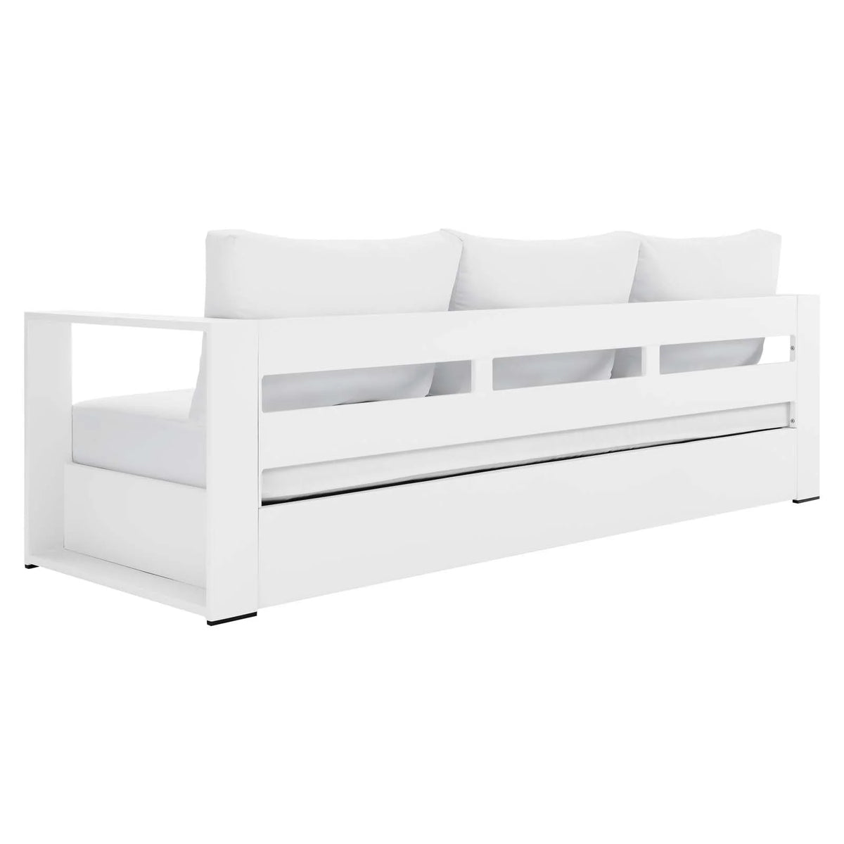 Lounge Sofa Table Set, Grey Gray, Aluminum, Metal, Fabric, Modern Contemporary, Outdoor Patio Balcony Cafe Bistro Garden Furniture Hotel Hospitality