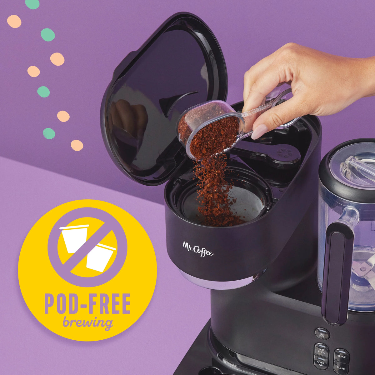 Mr. Coffee? Single-Serve Frappe?, Iced, and Hot Coffee Maker and Blender, Black with 2 To-Go Tumblers, Reusable Coffee Filter