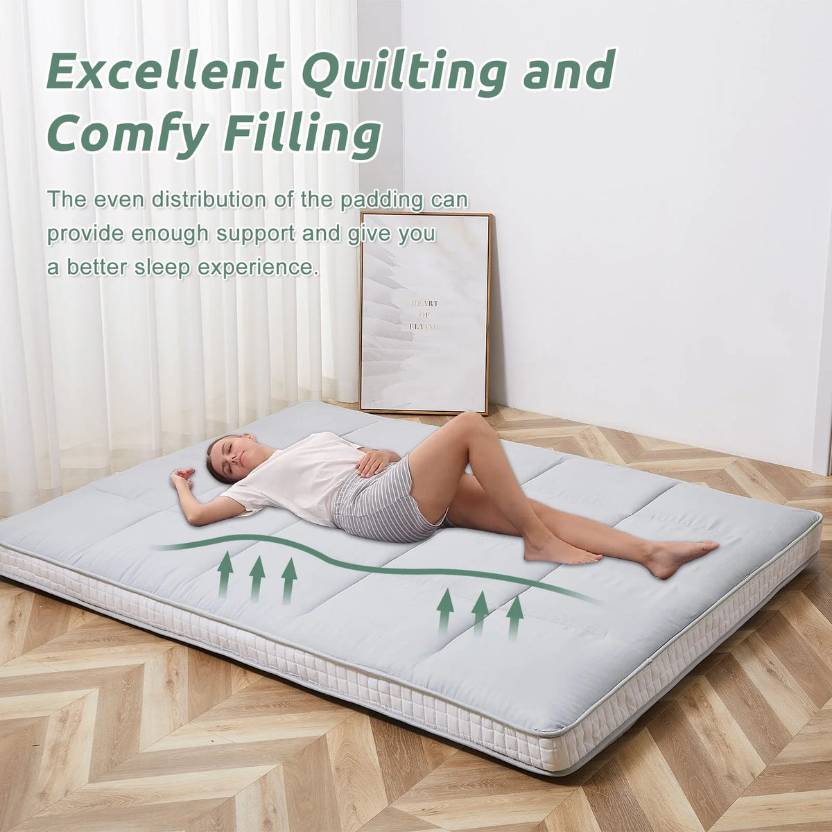 Slsy Futon Mattress 4" Soft and Supportive Twin Mattress Pad with Storage Bag