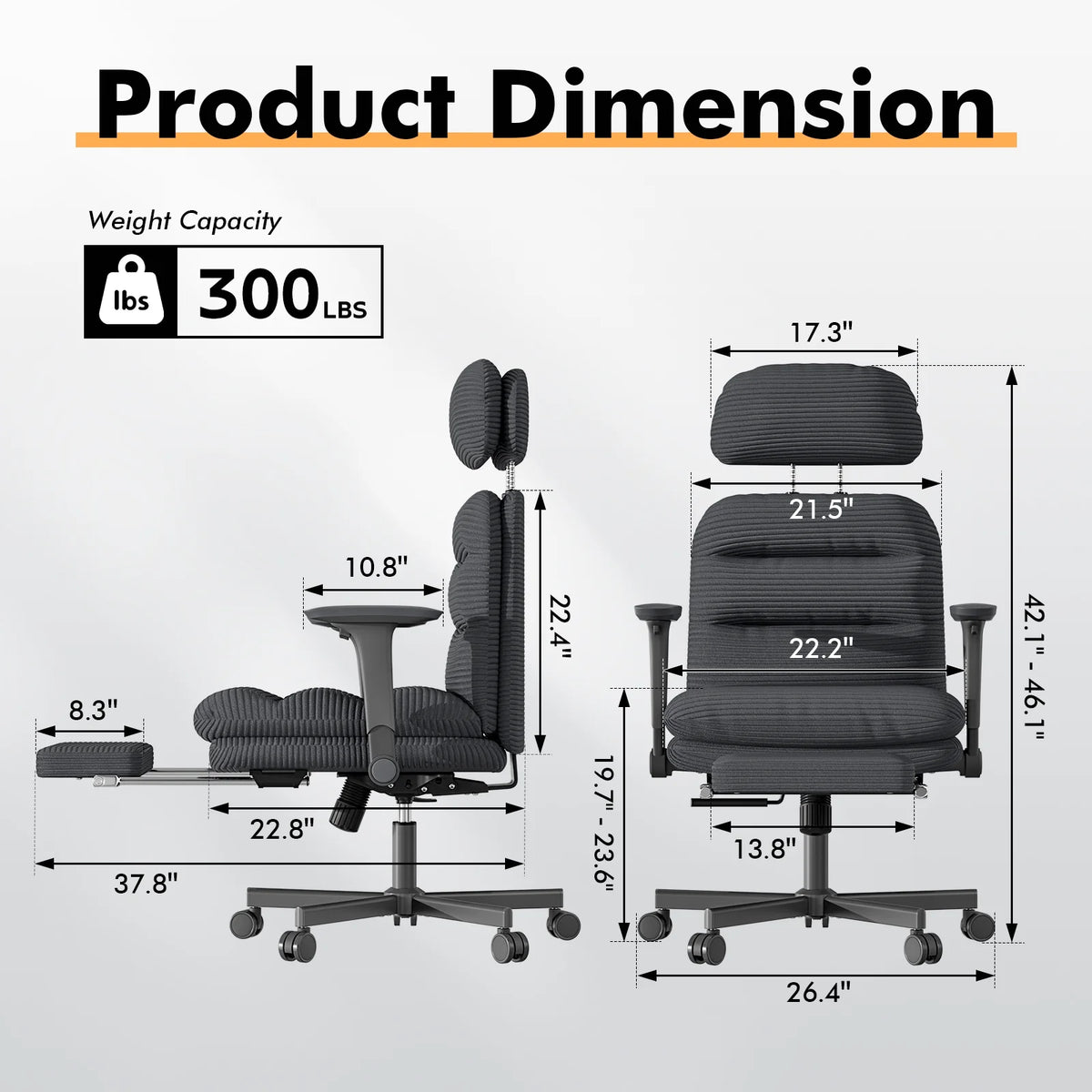 Solfway Criss Cross Chair with Wheels & Flip-up Arms, Executive Office Chair with Foot Rest, Swivel Cross Legged Office Chair, White Corduroy Fabric Comfy Computer Desk Chair, Vanity Chair for Home