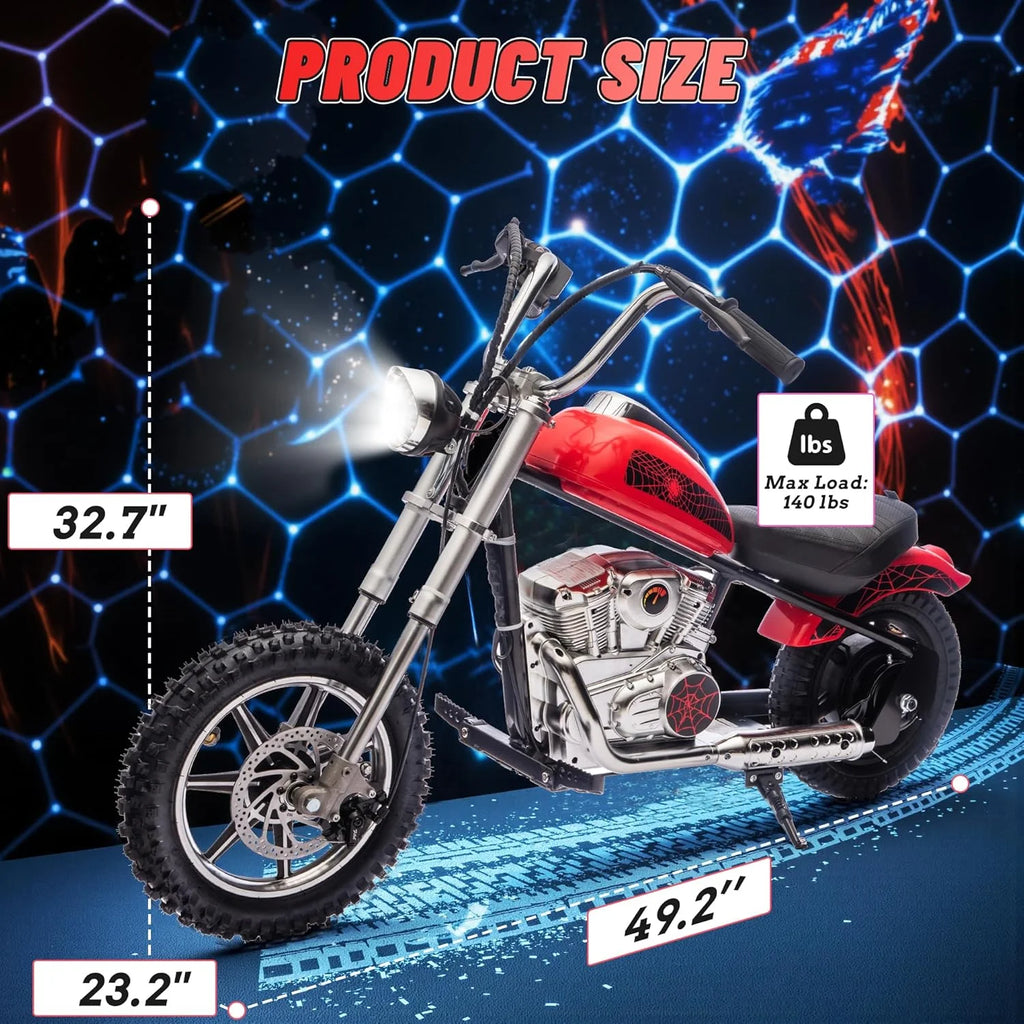 Electric Dirt Bike for Kids, 24V Motor Kids Dirt Bike, Cuoote 250W Ride On Motorcycle up to 15 mph, 150 lb Max Weight, Twist Throttle, Power Display, Rear Suspension, Hand Brake