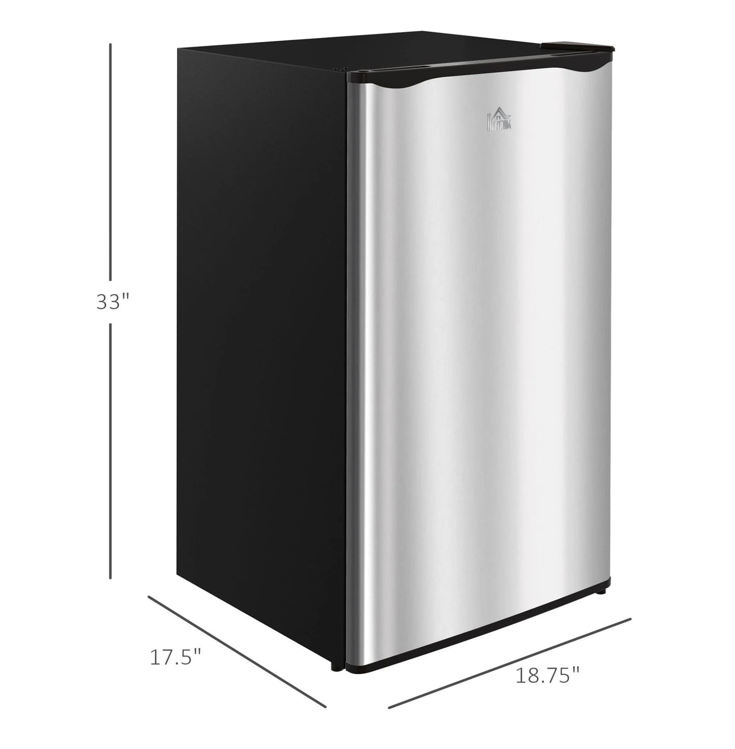 3.2 Cu.Ft Mini Fridge Freezer, Single Door Refrigerator with Adjustable Thermostat, Dorm Fridge, Compact Refrigerator for Bedroom, Apartment, Silver