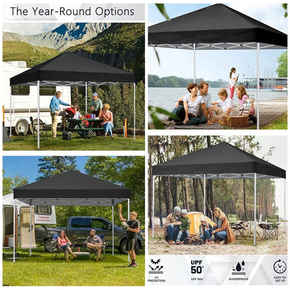GVDV Canopy Tent, 10x10 ft Easy Pop up Outdoor Canopy Tent, Portable Straight Leg Gazebo Instant Canopy, Blue