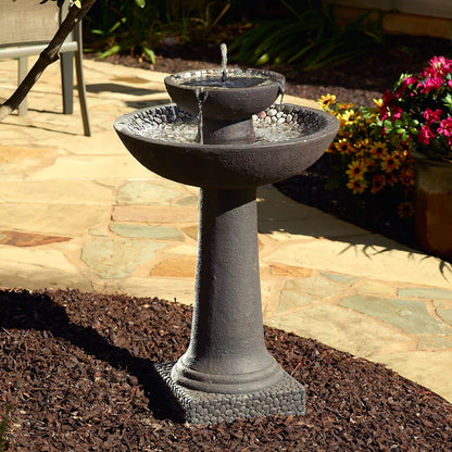 Smart Solar, Riverstone Solar-on-Demand 2-Tier Fountain - Brown