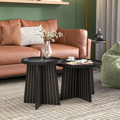 Round Coffee Table, Nesting Coffee Tables Set of 2, Circular Coffee Table