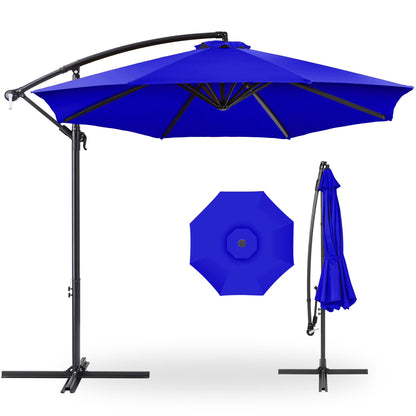 Best Choice Products 10ft Offset Hanging Outdoor Market Patio Umbrella w/ Easy Tilt Adjustment - Tan